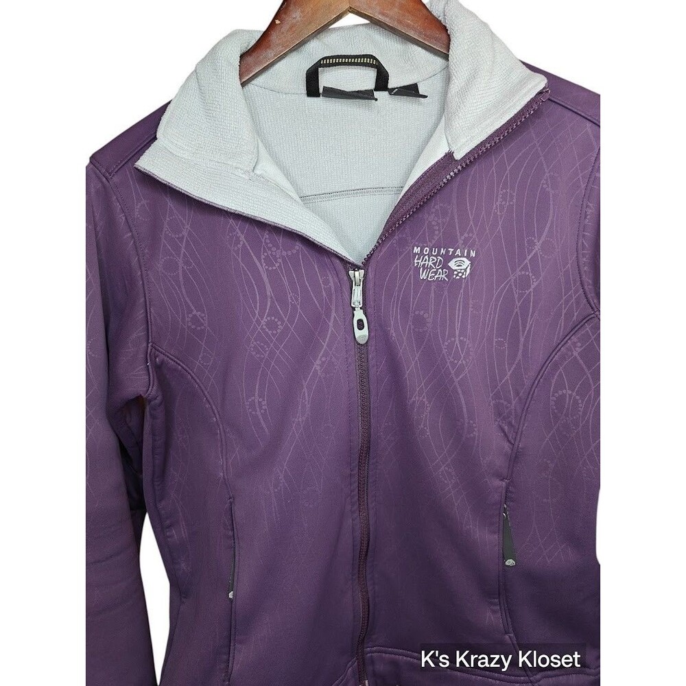 MOUNTAIN HARDWEAR Jacket Womens Medium Purple Softshell Fleece Lined Full Zip Ou